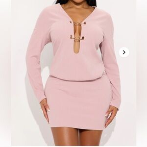 Fashion Nova Abelyn Ribbed Mini Dress - Mauve